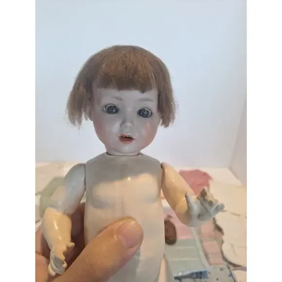 Antique German Bisque Head Doll Schoen Halbig S&H PB 4/0 w Clothing - Picture 13 of 13
